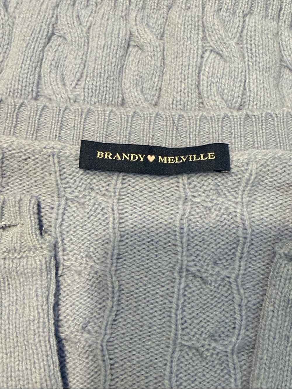 Brandy Melville Cable Knit Cardigan - Light Gray with Yellow Buttons - Picture 2 of 2